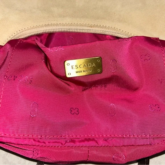 Escada Leather Trim Suede Shoulder Bag - Picture 13 of 15